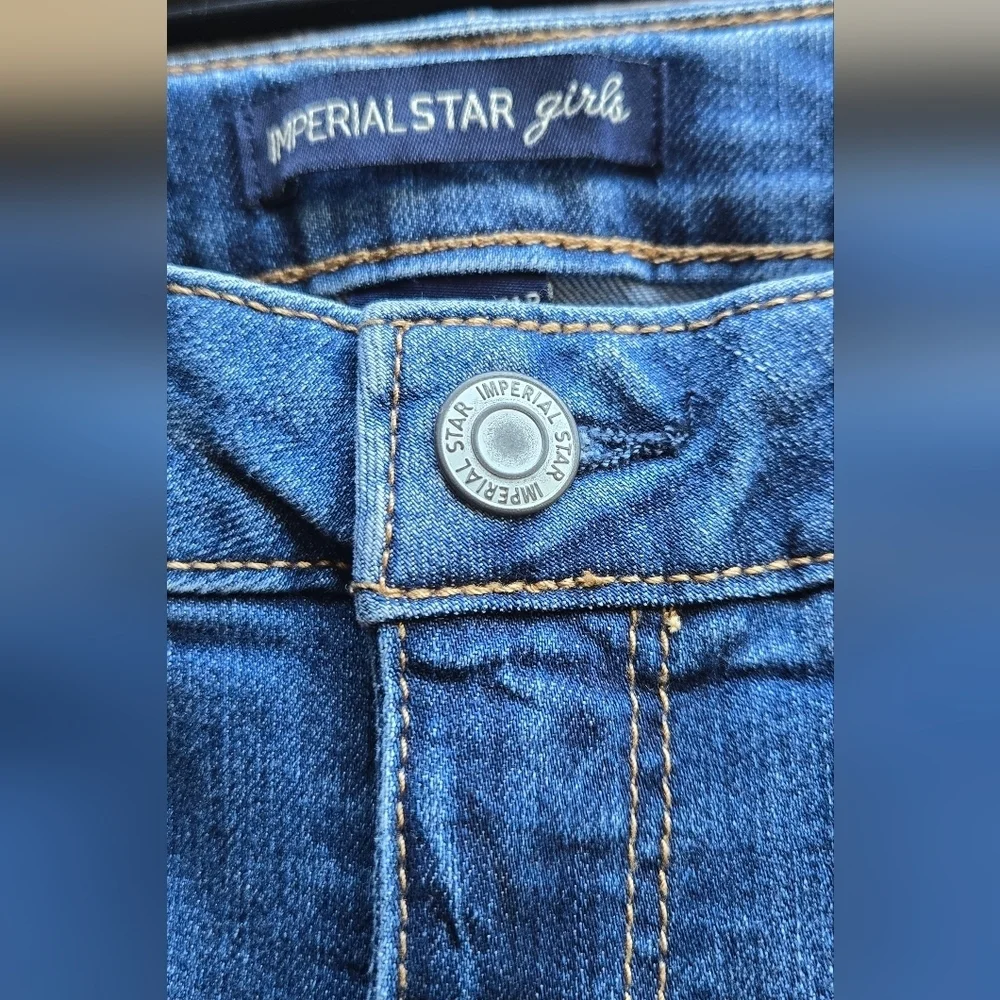 Imperial Star Ripped Blue Ankle Jeans GIRLS SZ 14